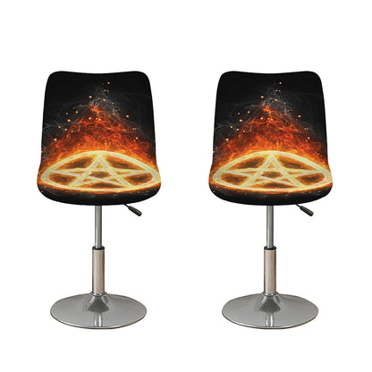 Flame Pentagram Print Bar Stool Covers