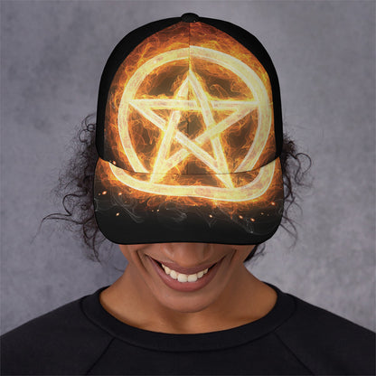 Flame Pentagram Print Baseball Cap