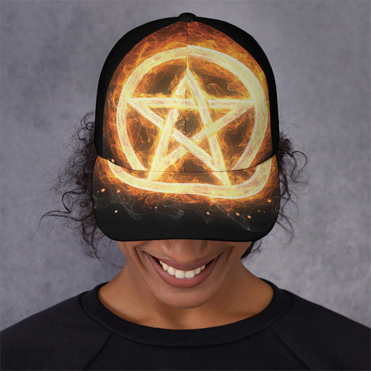 Flame Pentagram Print Baseball Cap