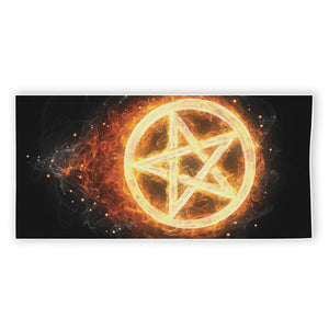 Flame Pentagram Print Beach Towel