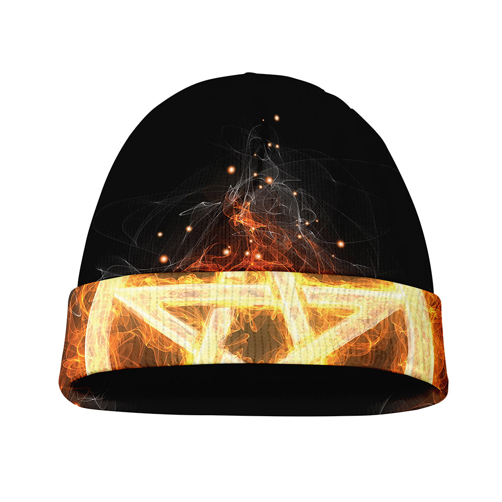 Flame Pentagram Print Beanie