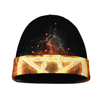Flame Pentagram Print Beanie