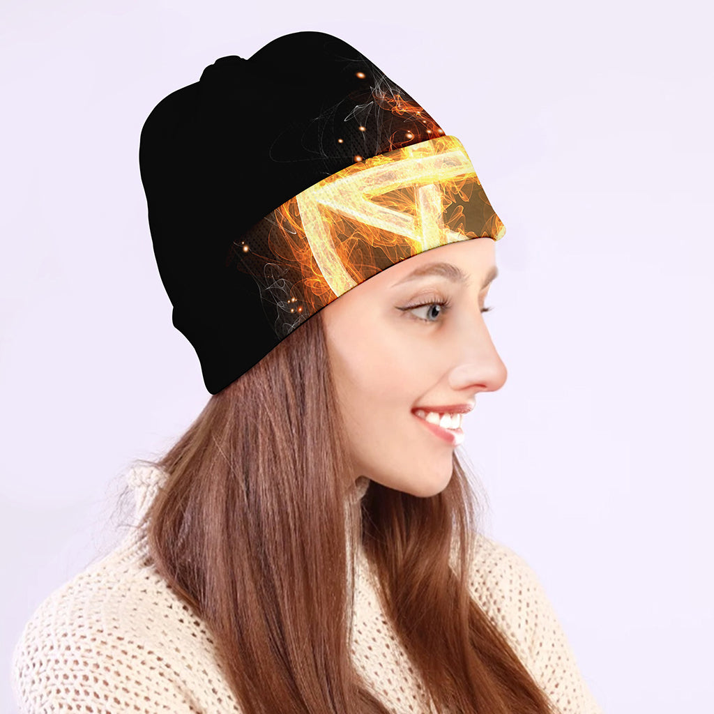 Flame Pentagram Print Beanie