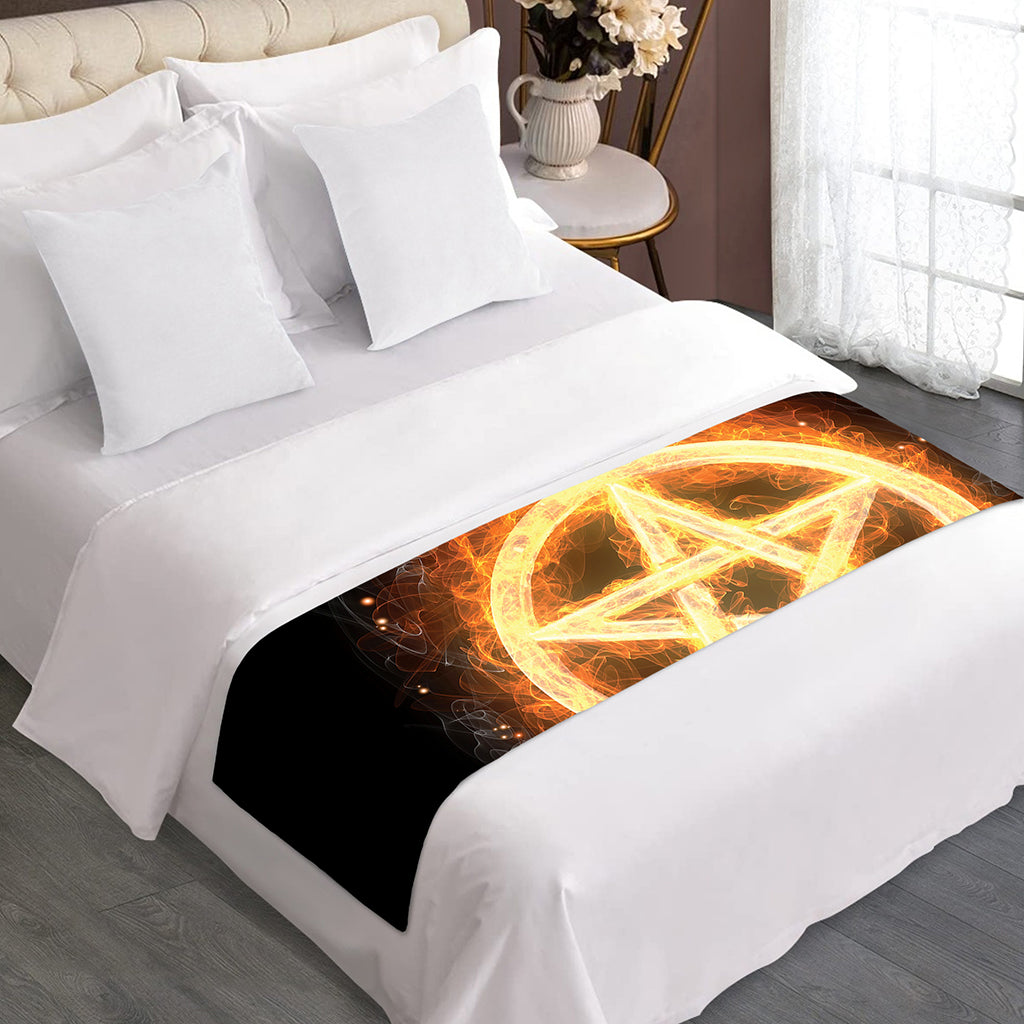 Flame Pentagram Print Bed Runner