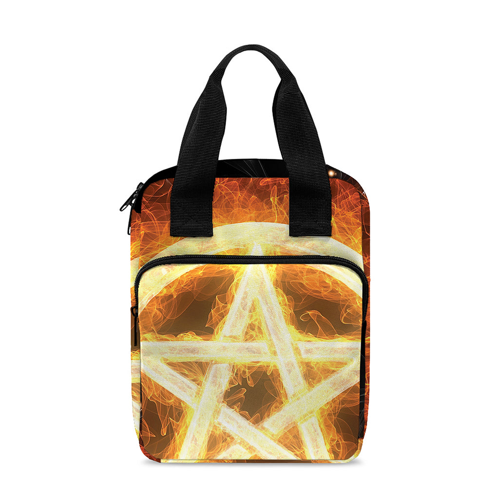 Flame Pentagram Print Bible Tote Bag