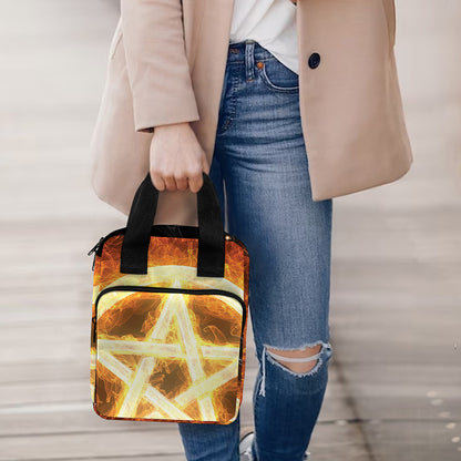 Flame Pentagram Print Bible Tote Bag