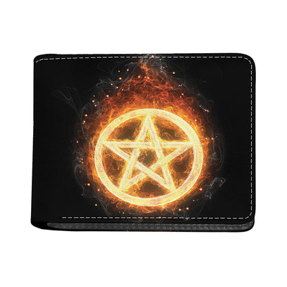 Flame Pentagram Print Bifold Wallet