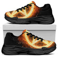 Flame Pentagram Print Black Chunky Shoes