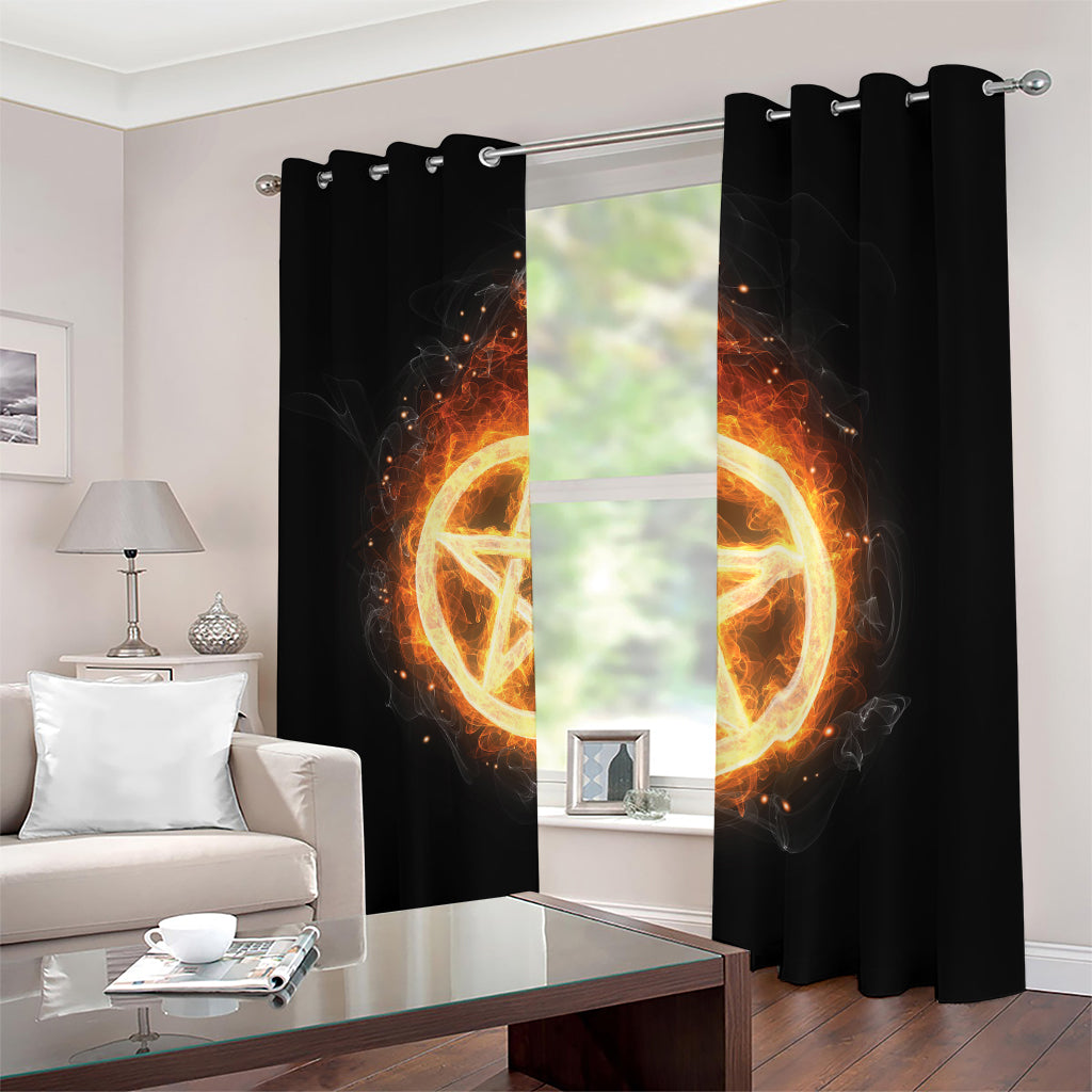 Flame Pentagram Print Blackout Grommet Curtains