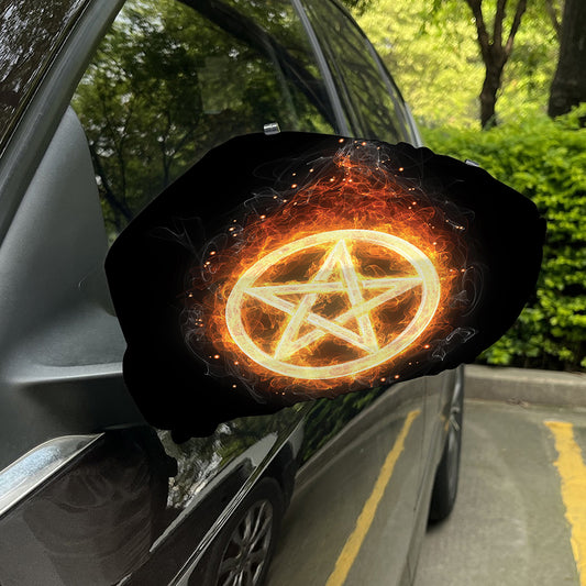 Flame Pentagram Print Car Side Mirror Covers
