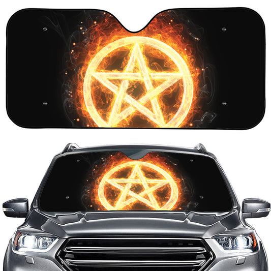 Flame Pentagram Print Car Windshield Sun Shade