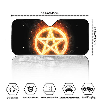 Flame Pentagram Print Car Windshield Sun Shade