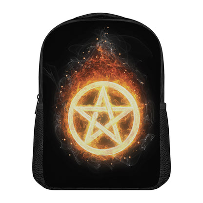 Flame Pentagram Print Casual Backpack