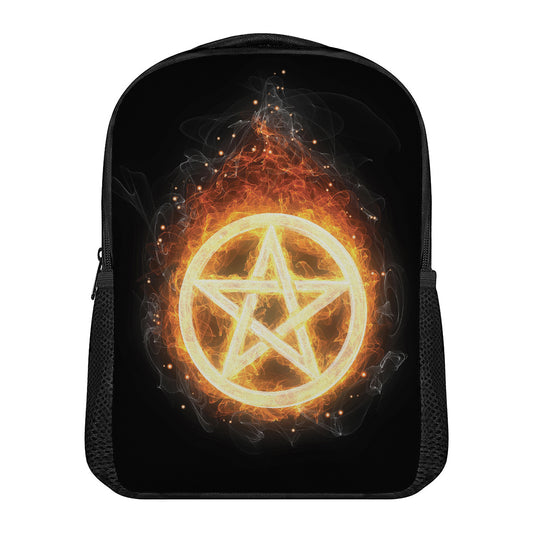 Flame Pentagram Print Casual Backpack