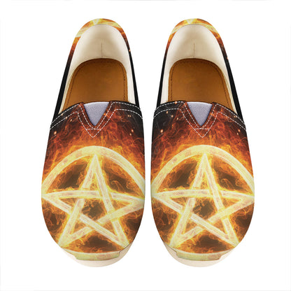 Flame Pentagram Print Casual Shoes