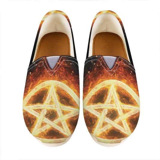 Flame Pentagram Print Casual Shoes