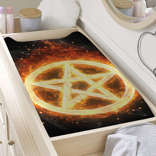 Flame Pentagram Print Changing Pad Cover