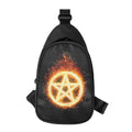 Flame Pentagram Print Sling Bag