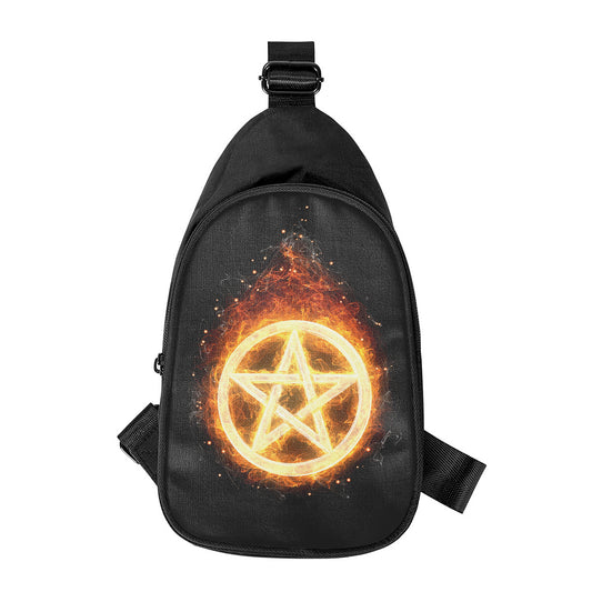 Flame Pentagram Print Chest Bag