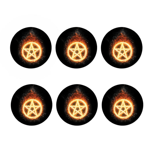 Flame Pentagram Print Coaster Set