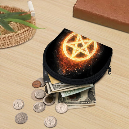 Flame Pentagram Print Coin Purse