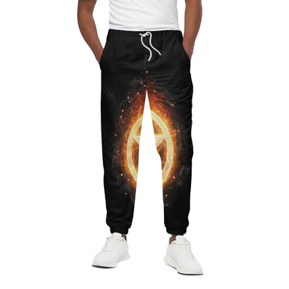 Flame Pentagram Print Cotton Pants