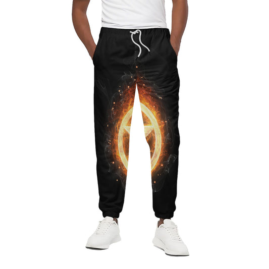 Flame Pentagram Print Cotton Pants