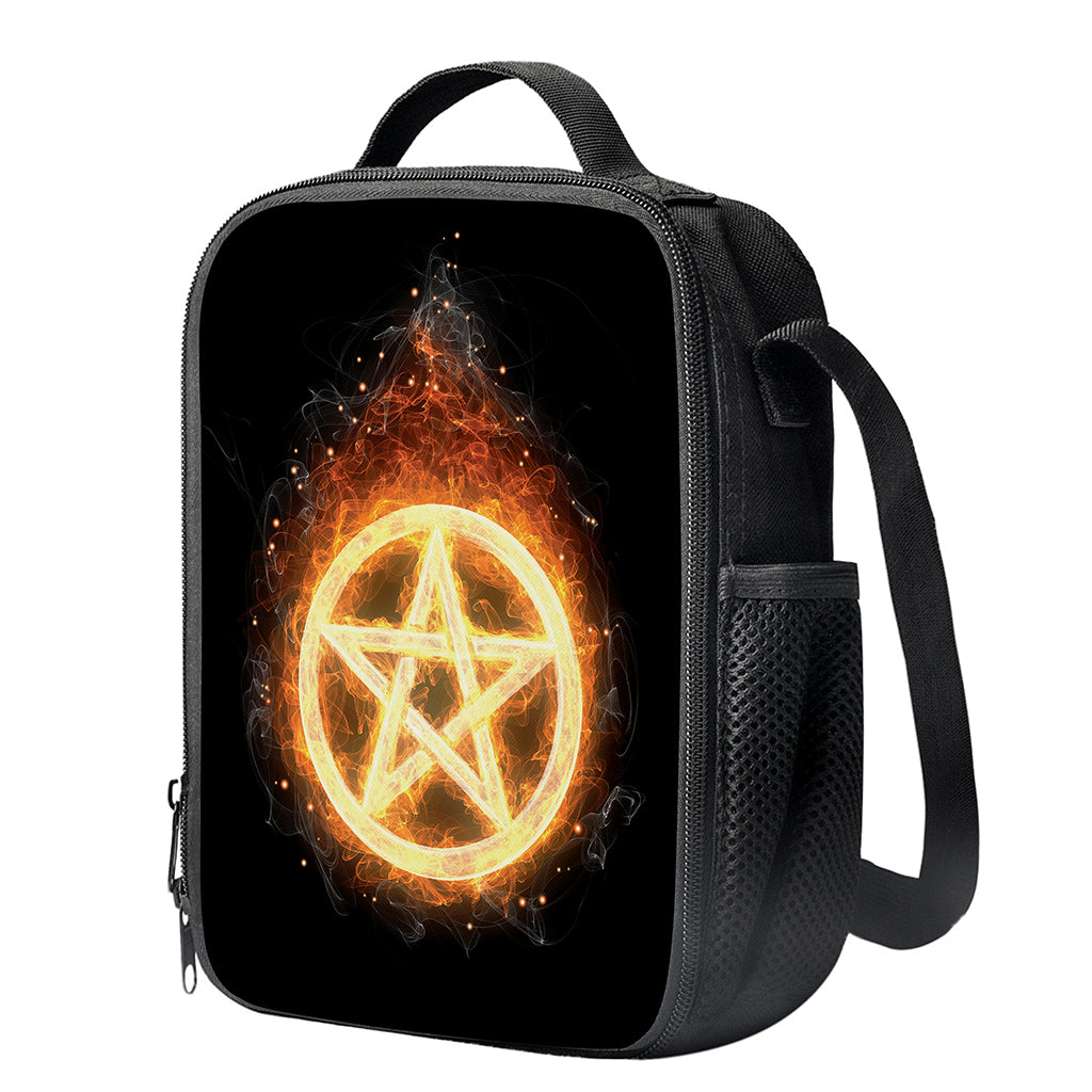 Flame Pentagram Print Crossbody Lunch Bag