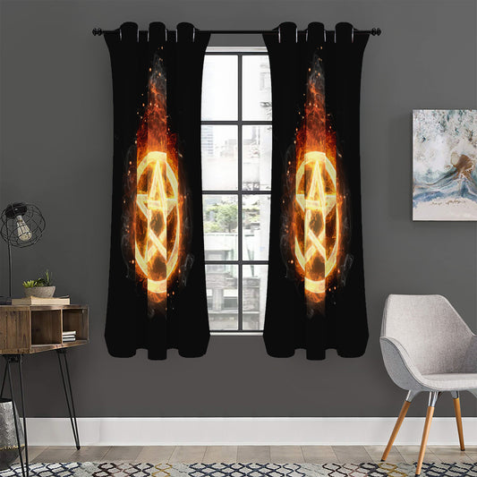 Flame Pentagram Print Curtain