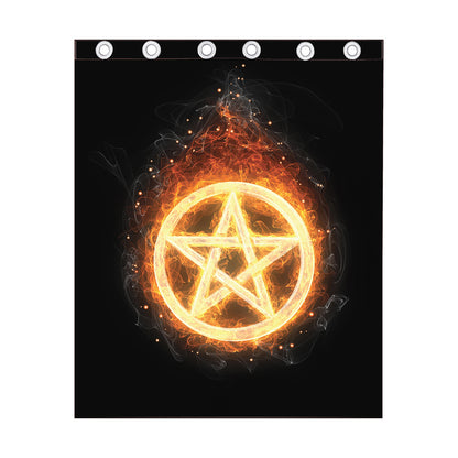 Flame Pentagram Print Curtain