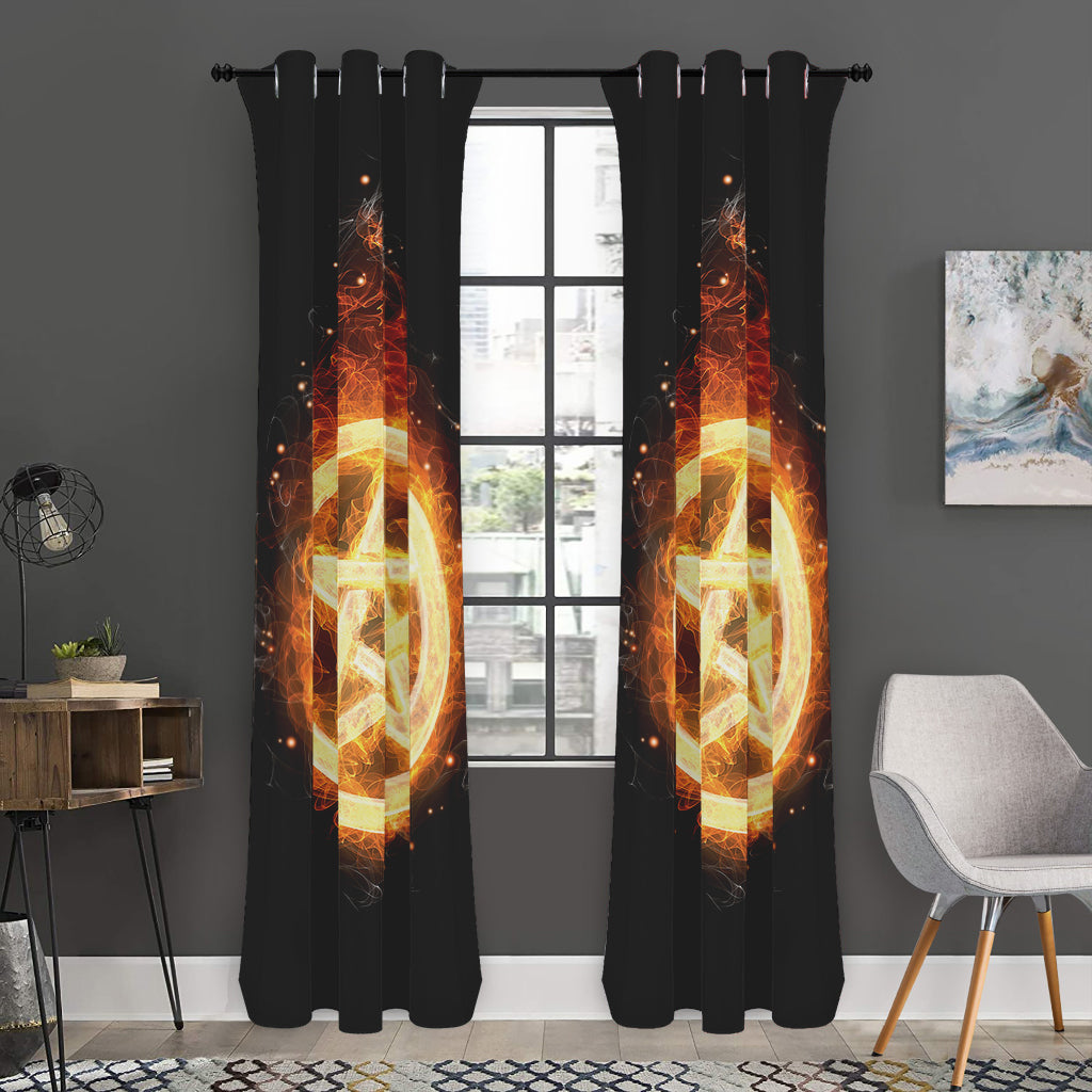Flame Pentagram Print Curtain