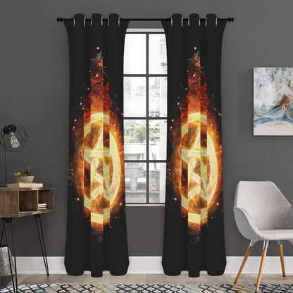Flame Pentagram Print Curtain