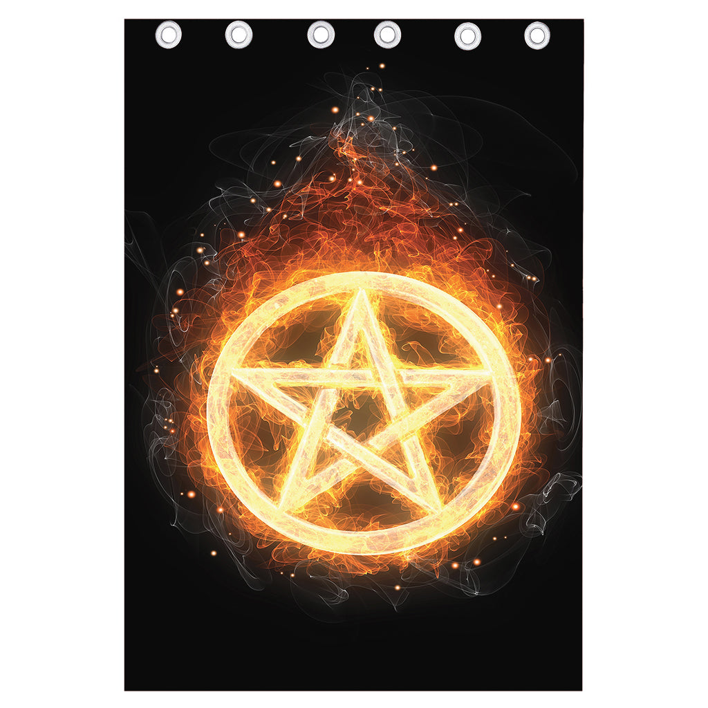Flame Pentagram Print Curtain