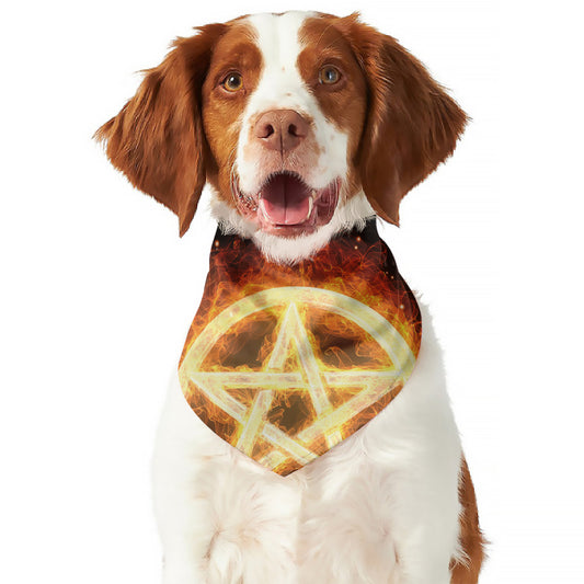 Flame Pentagram Print Dog Bandana