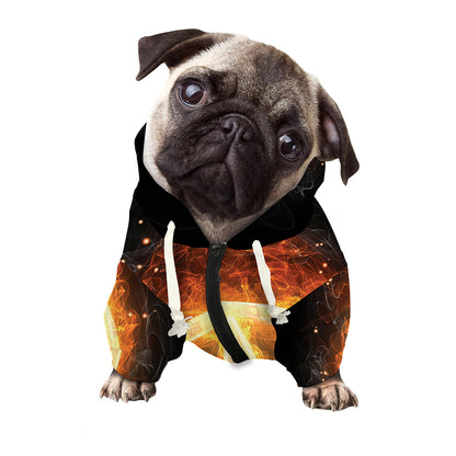 Flame Pentagram Print Dog Zip Up Hoodie