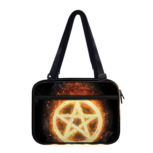 Flame Pentagram Print Double Strap Bible Bag