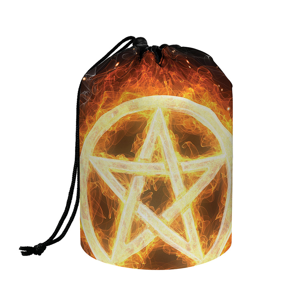 Flame Pentagram Print Drawstring Makeup Bag