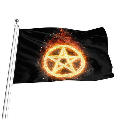 Flame Pentagram Print Flag