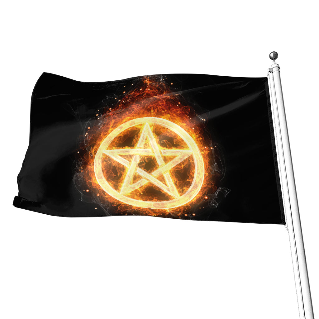 Flame Pentagram Print Flag