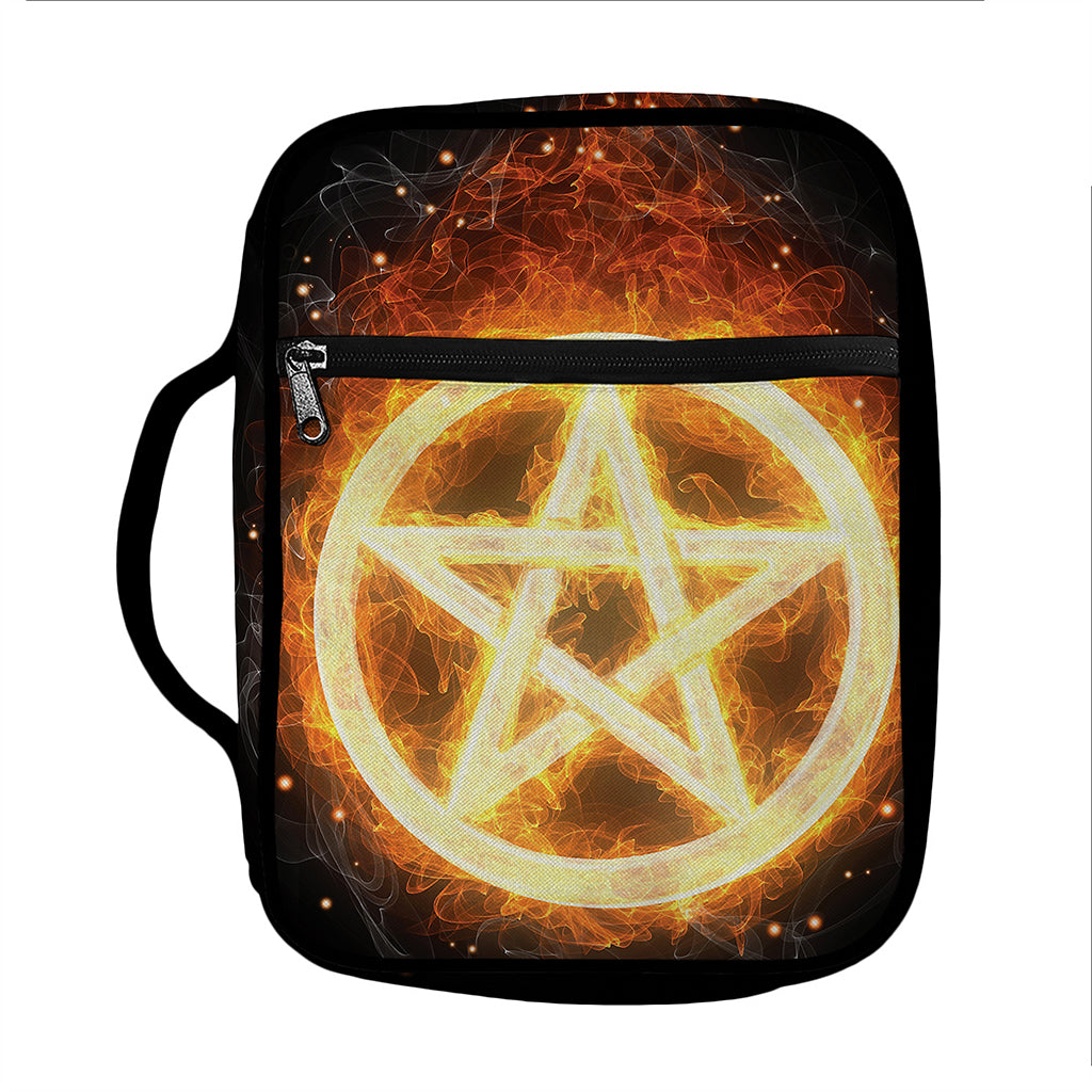 Flame Pentagram Print Front Pocket Bible Bag