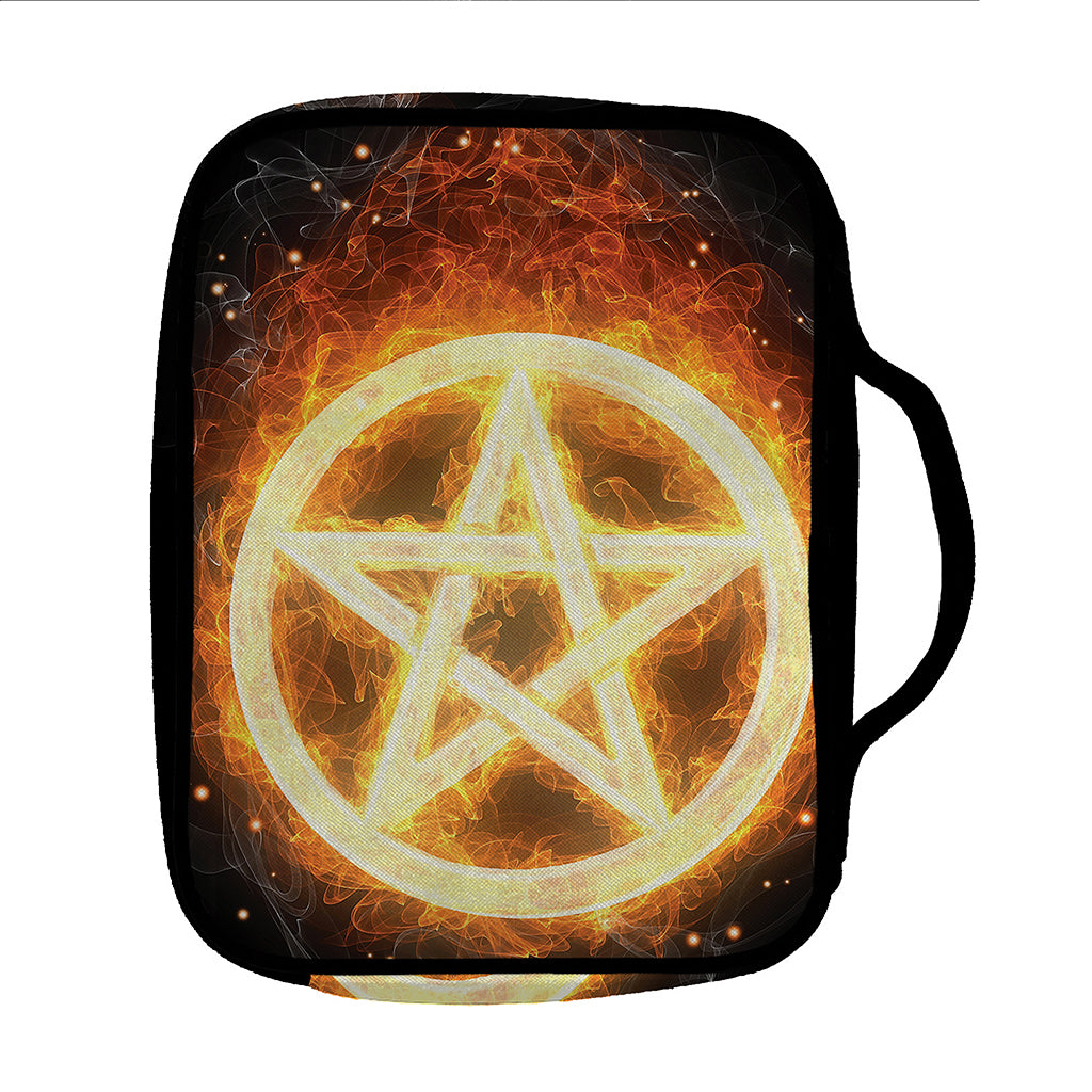 Flame Pentagram Print Front Pocket Bible Bag