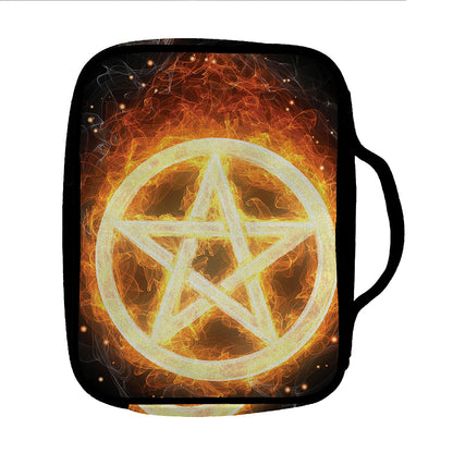 Flame Pentagram Print Front Pocket Bible Bag