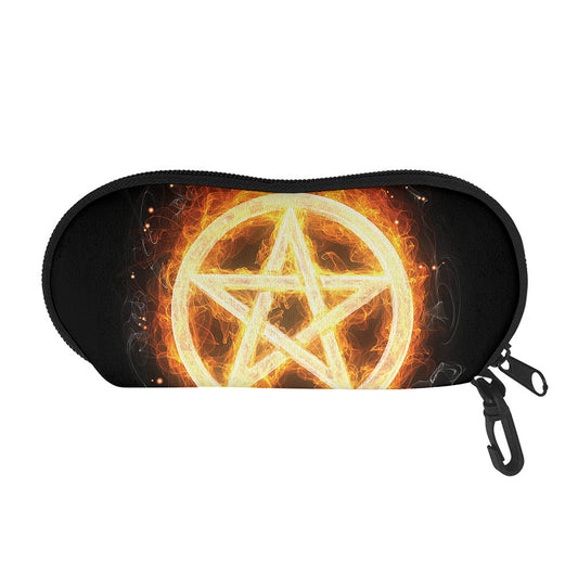 Flame Pentagram Print Glasses Case