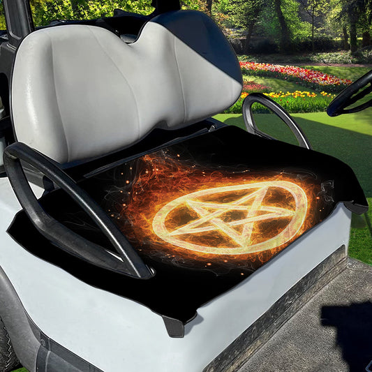 Flame Pentagram Print Golf Cart Seat Cover