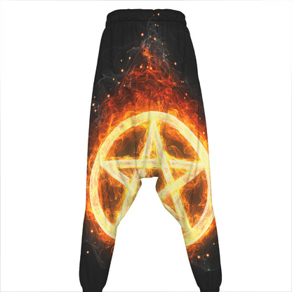 Flame Pentagram Print Hammer Pants