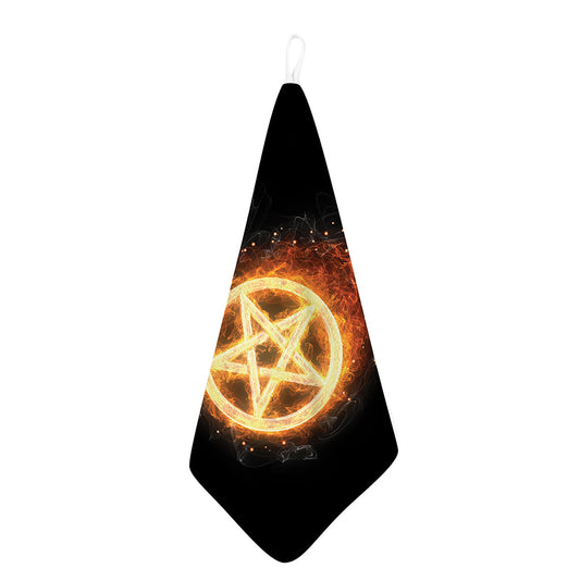 Flame Pentagram Print Hand Towel