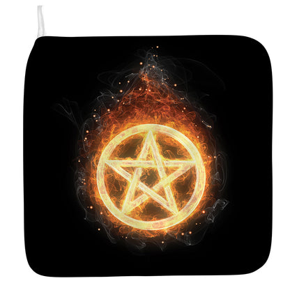 Flame Pentagram Print Hand Towel