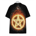 Flame Pentagram Print Hawaiian Shirt