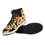 Flame Pentagram Print High Top Leather Sneakers