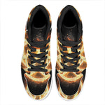 Flame Pentagram Print High Top Leather Sneakers